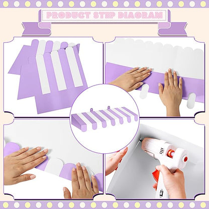 Boao 4 Pack Circus Awning Decoration 3D Stripe Cardboard Awning Carnival Wall - Image 3