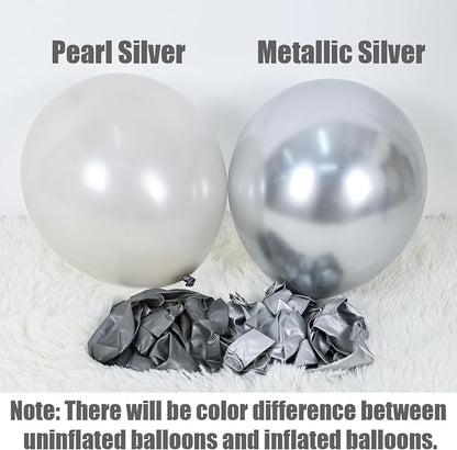 Black and Silver Balloons, 60 Packs 12 Inch Chrome Metallic Silver Balloons and - Image 3