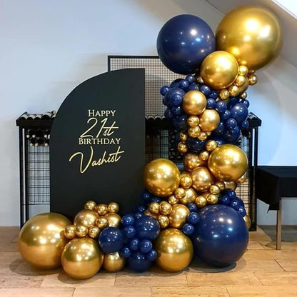 Navy Blue Balloons Arch Garland Kit 119pcs Chrome Gold Balloons by MQIIQM