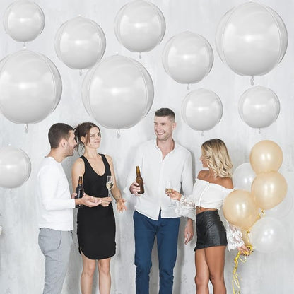 12Pcs Matte White Round Foil Balloons - Image 6