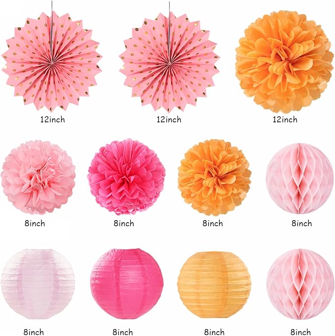 Hot-Pink Orange Fall Birthday Party-Decorations - Image 2