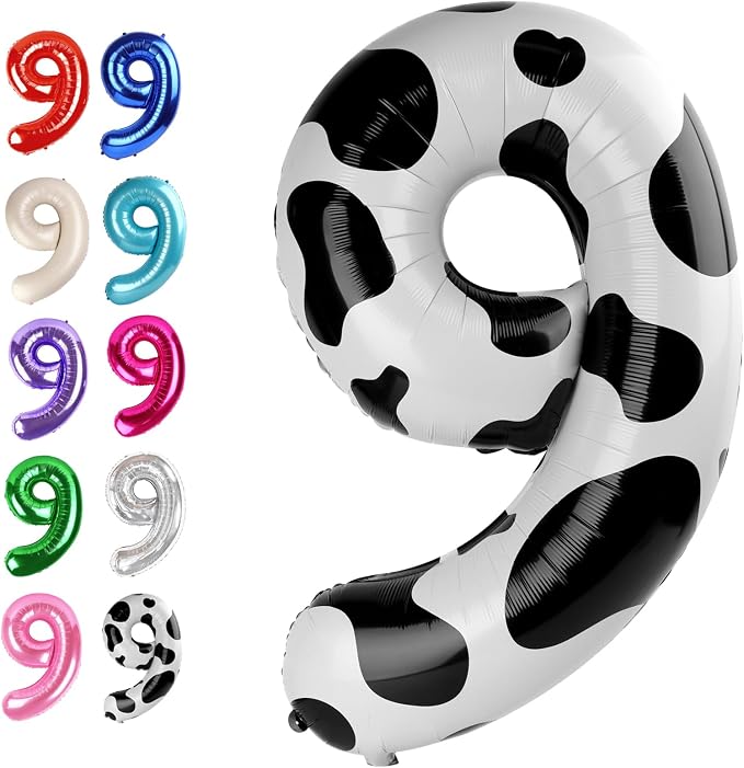 Cow Print Number 9 Balloon 40 inch, Cow Birthday Party Balloons Decorations | by Upgesy