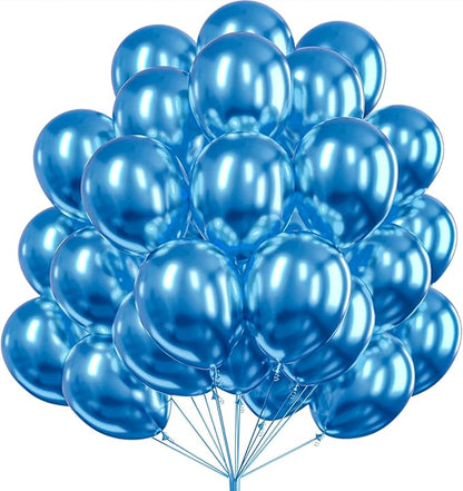 PartyWoo Metallic Blue Balloons 50pcs Chrome Blue Color 12 Inch | Balloons by PartyWoo