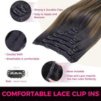 Lashey Clip in Hair Extensions Straight 7pcs 120g Human Hair Clip in Extensions Natural Black Mixed Chestnut Brown Real Human Hair Extensions for Black Women 20 Inch