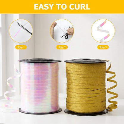 Iridescent Curling Ribbon, Kaluofan 1/5" Wide x 500Yd Ribbon - Image 6