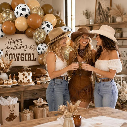 Blush Brown Cow Print Balloons Cowboy Birthday Decorations Western Farm Party - Image 5