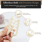 5 PCS Simulated Pearl Hair Claw Clips for Women | Multi-Use Barrettes for Thin Hair with Non-Slip Strong Hold | Barrettes for Thick & Curly Hair Accessories | Flat Claw Clips for Women, Off-White