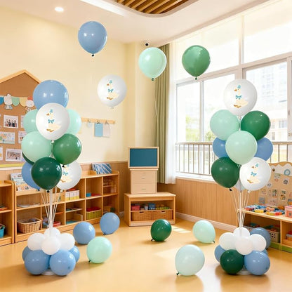 Silly Blue Bow Goose Balloons Set, 12 Inch Pastel Blue Sage Green White Goose - Image 6