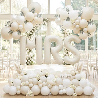 Biapian 40 Inch MRS Letter Balloons, Big Cream MRS Foil Balloons - Image 5
