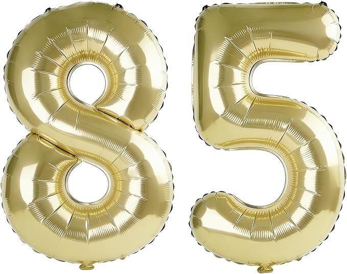 40 Inch Number 85 Balloons for 85th Birthday Party Decorations, 0-100 Champagne by FOBELEC