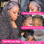bangjazz 180% Density HD Lace Front Wigs Human Hair Deep Wave Wig 13x4 Lace Frontal Wigs Human Hair 24 Inch Curly Wigs for Black Women Pre Plucked Natural Hairline Natural Color