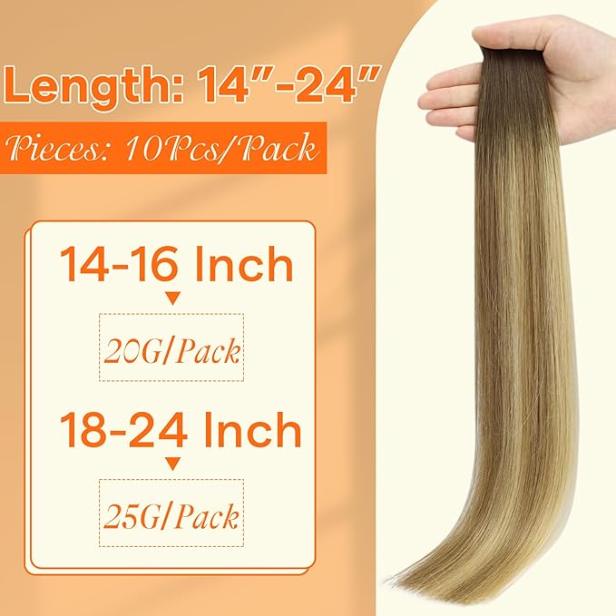 Full Shine Injection Tape in Hair Extensions Human Hair Color 3/8/22 Balayage Virgin Extensions 16Inch Invisible Tape in Human Hair Extensions Machine Remy Tape ins 20Gram 10Pcs For Women