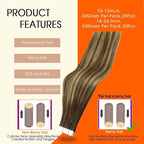 Full Shine Hair Extensions Human Hair Color 4 Medium Brown Ombre 24 Blonde And 4 Brown 20Inch Tape in Hair Extensions 100G Straight Remy Skin Weft 40Pcs Brazilian Extension