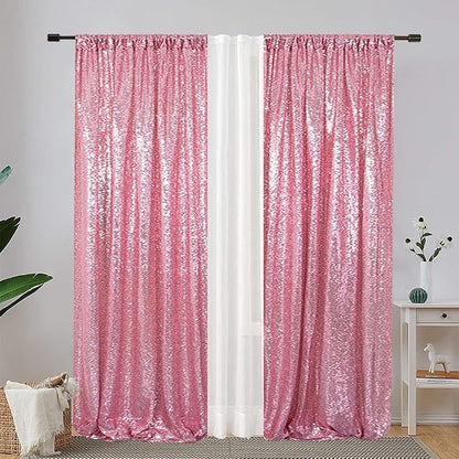 Eternal Beauty Fuchsia Pink Sequin Backdrop Curtains, 4 Panels 2x8FT | 3mm - Image 3