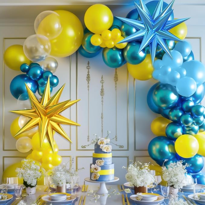 Yellow Blue Clear Balloon Arch Kit - Image 6