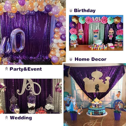 Eternal Beauty Purple 3mm Sequin Backdrop 20x10 Ft - Image 9