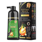 Black Hair Dye Shampoo 6-in-1 Unisex Natural Herbal Formula, Hair Color Shampoo for Women&Man Long-Lasting Color for Grey Coverage Home & Salon (Natuarl Black)
