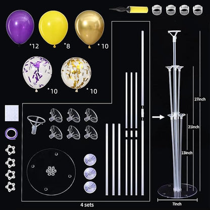 4 Sets Purple Gold Yellow Balloons Stand Kit - Image 3