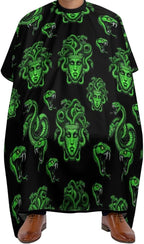 Large Long Professional Barber Cape, Hairdressing Apron Greek Goddess Snake Queen Medusa Green Art Shampoo Cutting Household Capes Wrap for Hair Salon