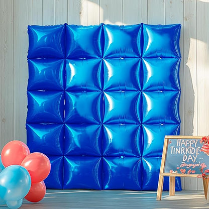 NISOCY 36PCS Metallic Blue Square Foil Balloons Wall Backdrop | Double Sided - Image 6