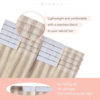 Sindra Invisi Edge Tape in Hair Extensions Human Hair Dirty Blonde Highlighted Bleach Blonde 55g Injected Tape-ins Straight Seamless Invisible Extensions 20 Inch 20pcs