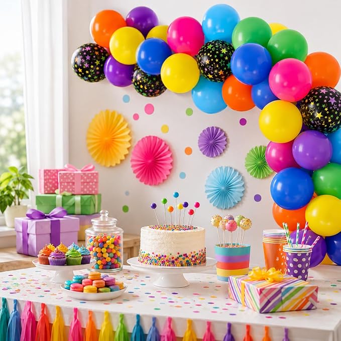 Neon Balloons, 80s 90s Balloons 12 Inch Yellow Orange Hot Pink Purple Lime - Image 4