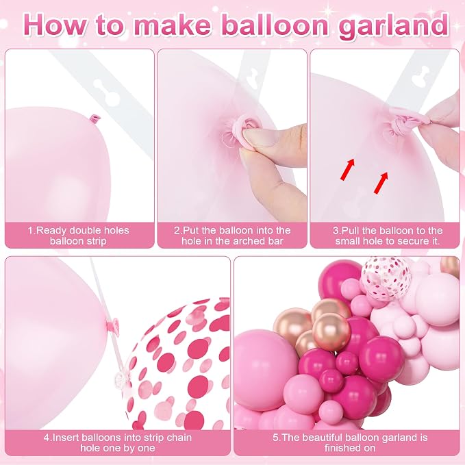 Amandir 153pcs Pink Balloon Garland Arch Kit Different Sizes | 18 12 10 5 inch - Image 3