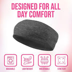 Styla Hair Headbands for Women Stretch Fashion Head Bands 10 Pack Non-Slip Head Wraps Great for Spa, Sports, Yoga, Pilates, Running, Gym Headband, Workouts (Black Grey)