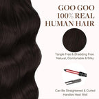 GOO GOO Tape in Hair Extensions Human Hair, 2 Dark Brown, 22inch 30g 10pcs, Skin Weft Seamless Invisible, Silky Straight with Thick Ends, Remy Human Hair