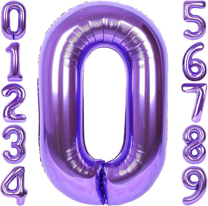 RainbowQ Purple 0 Balloon Number 40 Inch 0-40 Foil Large Balloons | Big Mylar 0 by RainbowQParty