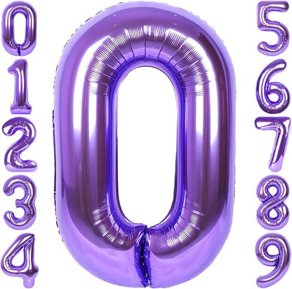 RainbowQ Purple 0 Balloon Number 40 Inch 0-40 Foil Large Balloons | Big Mylar 0 by RainbowQParty