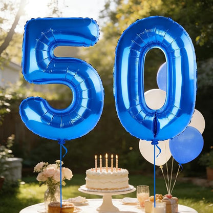 40 Inch Number 50 Balloons for 50th Birthday Party Decorations, 0-100 Dark Blue - Image 3