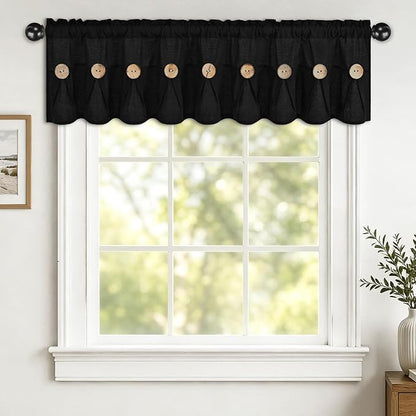 Farmhouse Valance Curtains, Boho Cotton Linen Kitchen Valance, Rod Pocket - Image 3