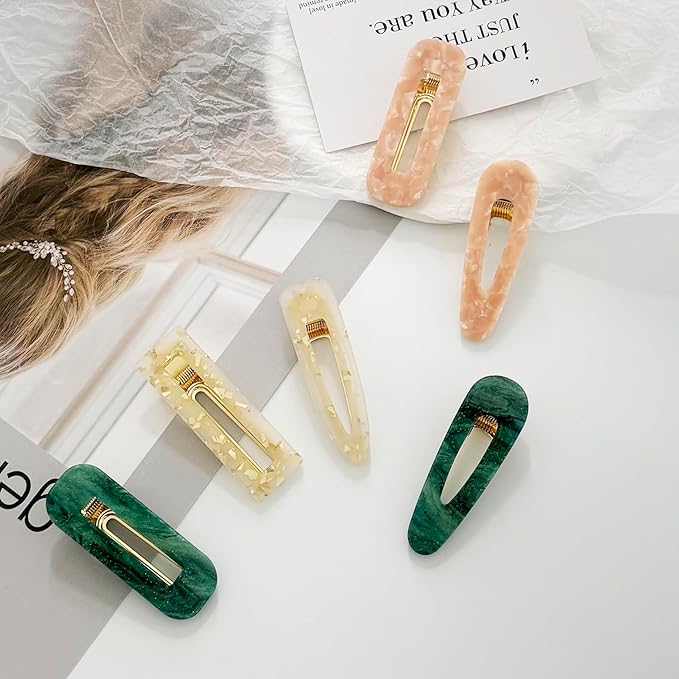 12 Pieces Acrylic Resin Marble Hair Clips Set, Decorative Pearls Hair Barrettes Sweet Decorative Bobby Pins Hairpin Headwear Hair Accessories Headwear for Women and Girls…