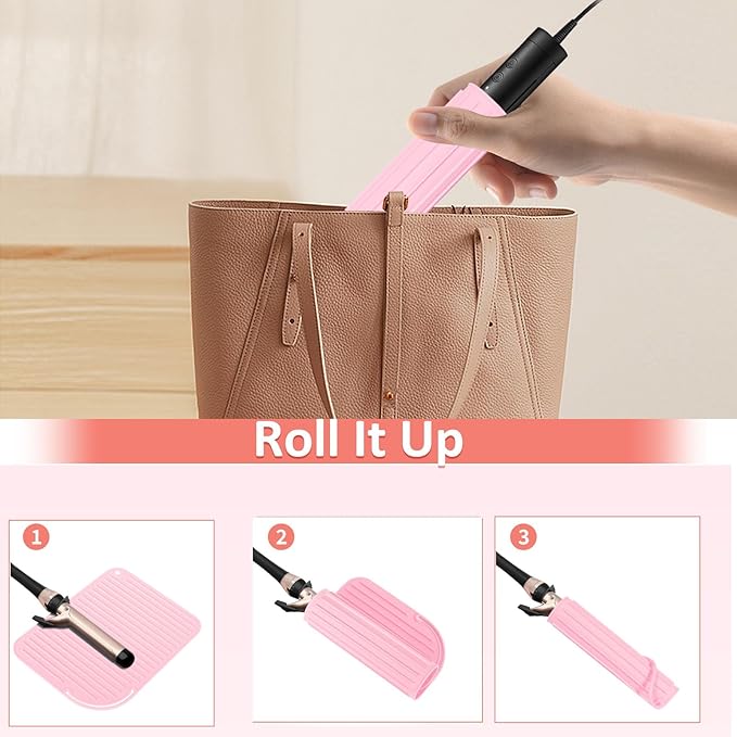 Quccefods Heat Resistant Mat Large Silicone Hot Hair Tools Holder for Curling Irons Flat Iron Hair Straightener Mat Portable Vanity Pad Accessories/Organizer