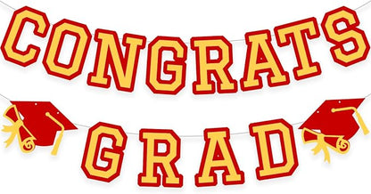 Congrats Grad Banner Graduation Party Banner Decoration Hanging Garland High by Unknown