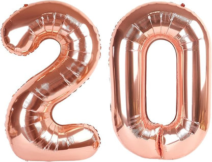 20 Balloons Number for 20th Birthday Party Decorations Women Men, Rose Gold | by Mluchee