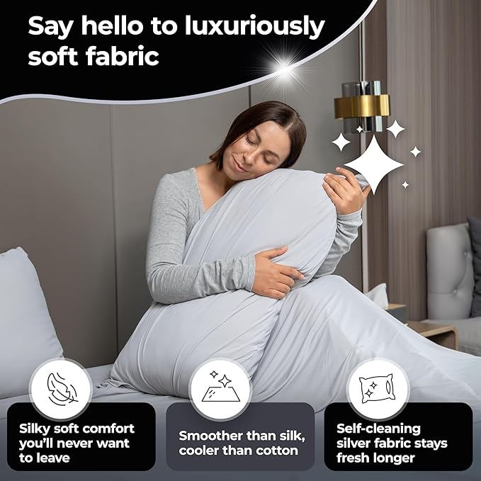 Silvery Restcool™ Silver Infused Cooling Pillowcase Set - 2 Pack Self-Cooling Pillowcases with Silvery Technology™ for Hot Sleepers & Night Sweats (Gray, King (U.S. Standard))
