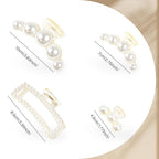 Pearl Hair Accessories for Women - 8Pack Claw Clips for Thick and Thin Hair, Barrettes for Styling and Weddings