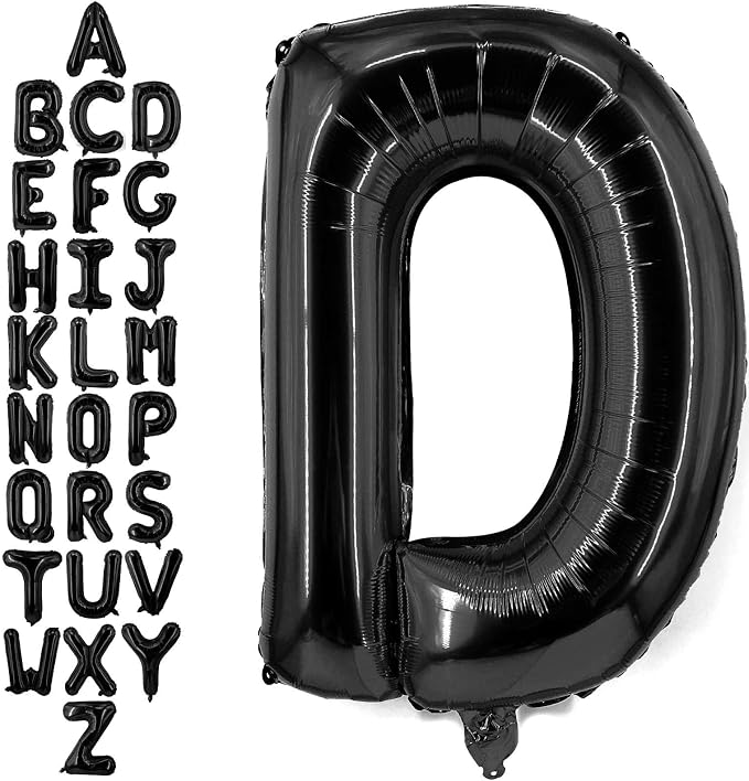 40 Inch Black Letter D Balloons, DIY Phrase Foil Alphabet Letter D Balloons DIY by LHOAVWE