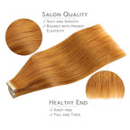 WENNALIFE 40pcs Tape in Hair Extensions Human Hair, 100g 18 inch Auburn Ginger Real Human Hair Straight Tape in Extensions Invisible Human Hair Extensions Reusable Real Hair Extensions