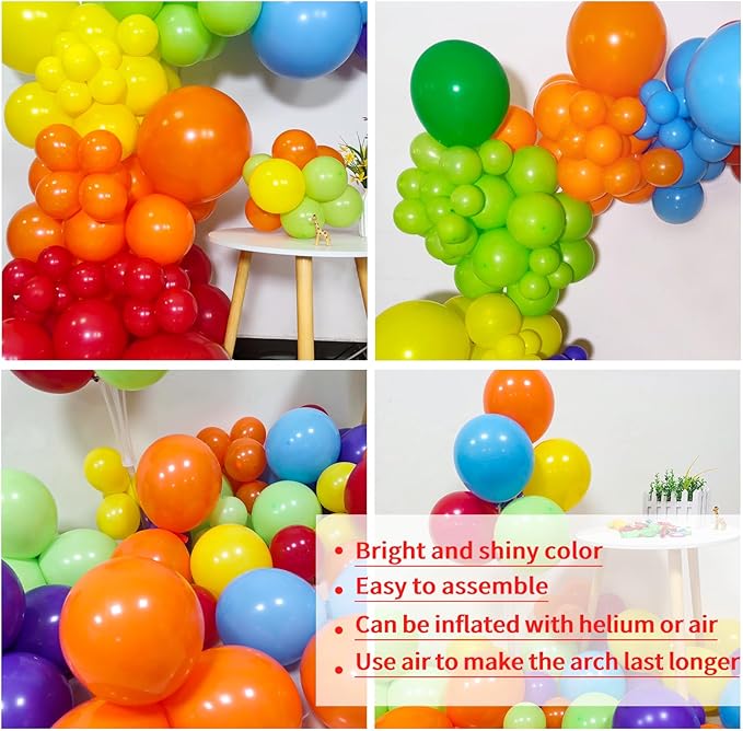 Rainbow Balloon Arch Kit 111Pcs 18 12 5 Inch Latex Colorful Party Balloons - Image 5