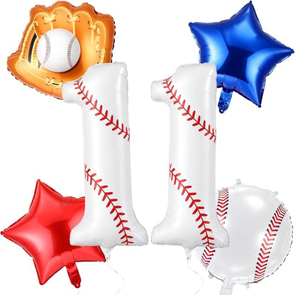 Jenaai Number 11 Baseball Balloons White Red and Blue Baseball Glove Balloons by Jenaai