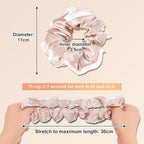 DAISYSILK Pure Mulberry Silk Hair Scrunchie for Women Gentle No-Crease Silk Hair Tie Smooth Elastic Ponytail Holder (Dusty Pink)