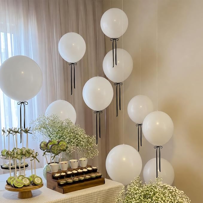 30 Pcs 18in White Black Latex Balloons - Image 4