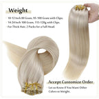 Full Shine Platinum Blonde Hair Extensions 20 Inch Blonde Clip in Hair Extensions for Dying for Dance 120 G 7 Pcs