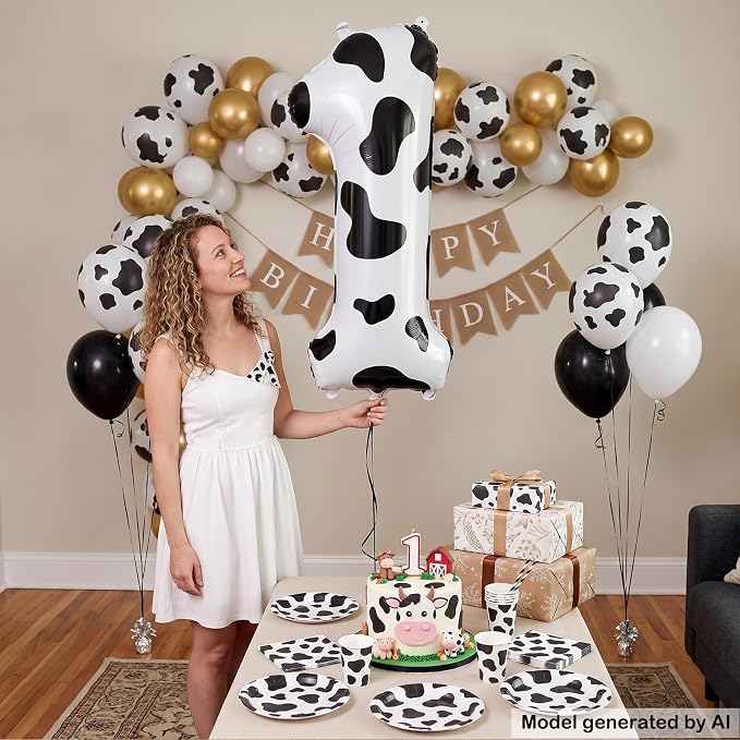 40" Cow Print Foil Number 1 Balloon - Image 4