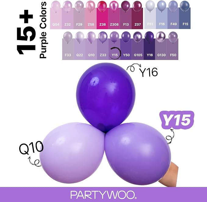 PartyWoo Purple Balloons 127pcs Different Sizes of 36 18 12 10 5 Inch Purple - Image 4