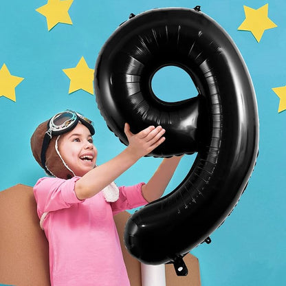 Black Number 9 Balloons 40 Inch Large Foil Balloons, Giant Number Balloon - Image 4