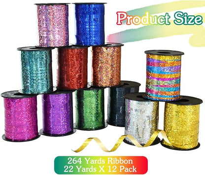 BEISHIDA 12 Assorted Colors Curling Ribbons Set, Rainbow Balloons Strings - Image 2
